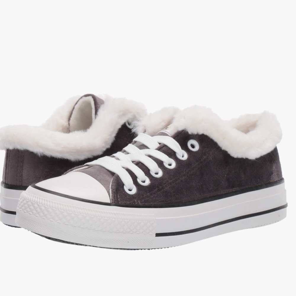 PJ Salvage Gray Velour fleece lined low top sneakers